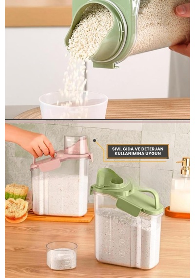 Flora Çok Fonksiyonlu Contalı Sızdırmaz Un Bakliyat Deterjan Saklama Kabı 1100 ML 3'lü Set