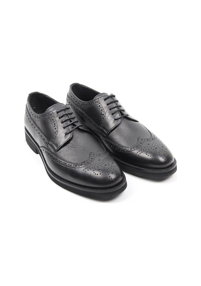 İgs Siyah Deri Klasik Erkek Ayakkabı Brogue Detaylı Bağcıklı Model-16244