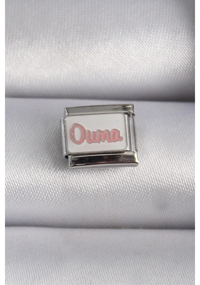 Mey İthalat 316l Çelik Gümüş Renk Beyaz Pembe Ouma İşlemeli Nomination Charm Çok Renkli