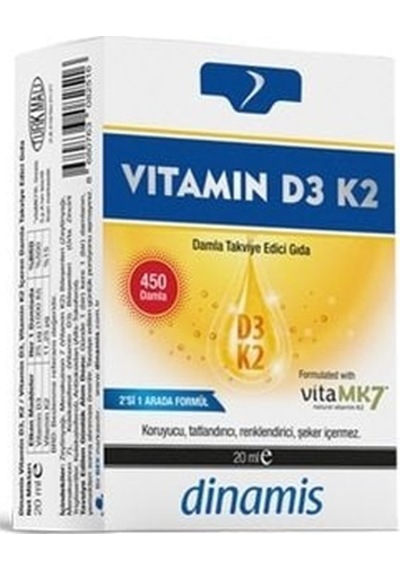 Dinamis D3 K2 Vitamin D3 Ve Vitamin K2 20ml Damla