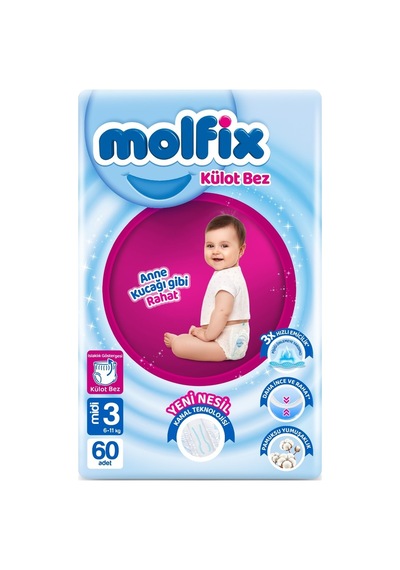 3 Beden Midi Külot Bebek Bezi 60 Adet İle Anne Kucağı Gibi Koruma