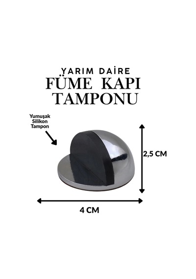 Füme Yarım Daire Yapışkanlı Kapı Tamponu Kapı Stoperi Metal Kapı Stopu Durdurucu Kapı Kolu Koruyucu