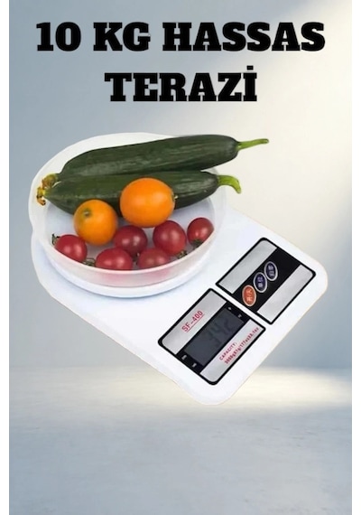 Tasarımlı Dijital Mutfak Tartısı 10 Kg Kapasiteli Kompakt Model Açık Beyaz
