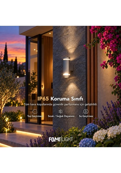 Gala Duo Modern Cam Detaylı Çift Yönlü Led Duvar Apliği 80x120x210 Mm Ip65 Alüminyum Dış Mekan Bahçe Balkon Teras Cephe Aydınlatması 3000k Diğer