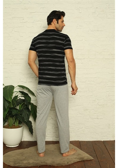 Akbeniz Erkek Siyah 3'Lü Pijama Takım 6823-Siyah