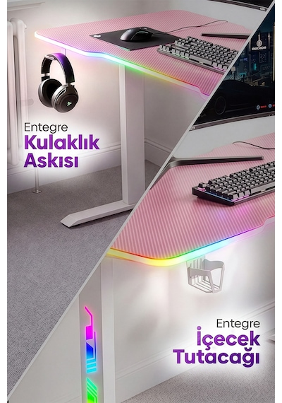 Ion Rgb Aydınlatmalı Oyuncu Masası Pembe Ion Rgb Aydınlatmalı Oyuncu Masası Pembe