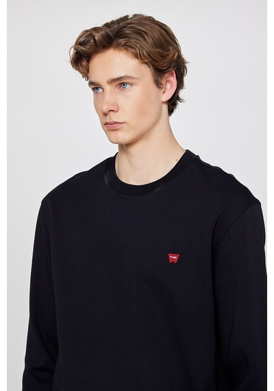 Wrangler Pamuklu Regular Fit Normal Kesim Bisiklet Yaka Logo Detaylı Sweatshirt Siyah