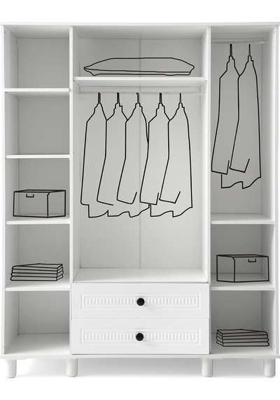 Bohem Mdf 4 Kapılı Dolap-beyaz