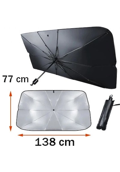 Katlanabilir Oto Güneş Şemsiyesi 138x77 Cm Uv Korumalı Isı Önleyici Araç Ön Cam Güneşliği 138 X 77 Cm