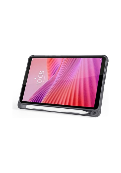 Lenovo Tab One 8.7 2025 Tb-305fu Uyumlu Kalem Bölmeli Dönebilen Üçgen Standlı Tri Folding Tablet Kılıfı - Siyah - T41659