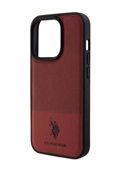 Apple iPhone Uyumlu 15 Pro Kılıf U.s. Polo Assn.  Lisanslı Suni Deri Arka Yüzey Baskı Logolu Örgü Desenli Kapak - Lacivert
