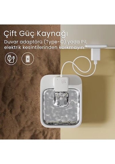 Petfit Aqua Flow 4l Çelik Hazne Wi-fi Bataryalı Akıllı Otomatik Kedi Köpek Su Pınarı Su Çeşmesi Su Şelalesi Ultra Sessiz+uv Filtre+akıllı Sensör
