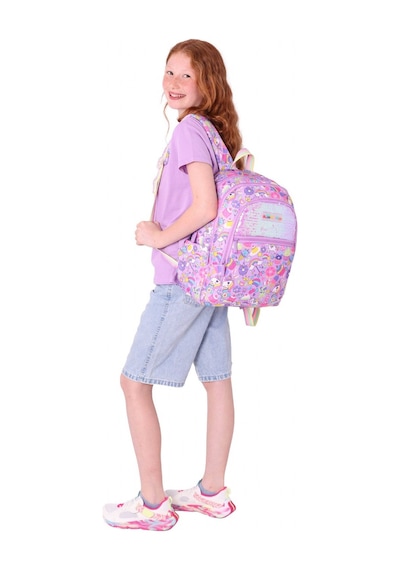Kaukko Kids Kız Çocuk Lila - Pullu Sweet Desenli Dört Gözlü Okul Sırt Çantası - L5215 Lila