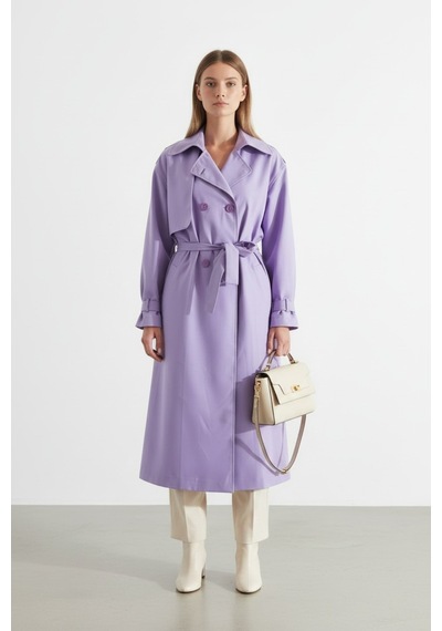 Durivya Kruvaze Yaka Oversize Trençkot Lila