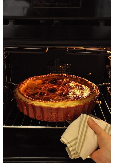 Emile Henry Tart-Börek Flan Kabı Yuvarlak 24 cm Ekru/Clay Ekru
