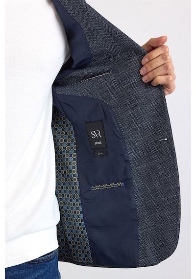 Süvari Lacivert Slim Mono Yaka Düz Pike Torba Cep Yıkamalı 6 Drop Klasik Ceket Sct2021600002-m09