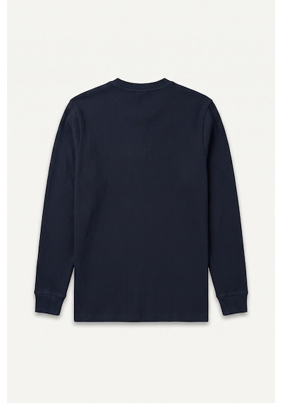 Defacto Slim Fit Waffle Dokulu Henley Yaka Kısa Kollu Basic Tişört F8212ax26aunv64 Lacivert-nv64