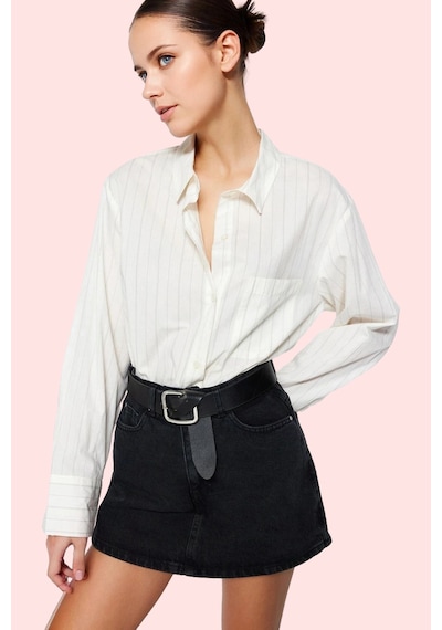 Ersefa Kadın Mini Denim Şort Etek Pamuk Casual Günlük Kombinler İçin Mük siyah