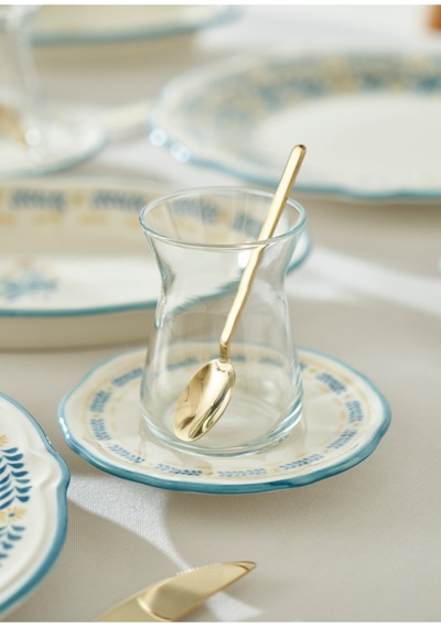 Bella Maison Liana Stoneware 52 Parça 12 Kişilik Kahvaltı Takımı Mavi Mavi