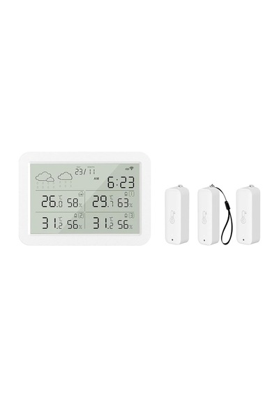 Tr Dijital Termometre Monitörlü 4 Bölge Takipli İç-dış Mekan Wifi Akıllı İklim Sensörü X7510 Genel