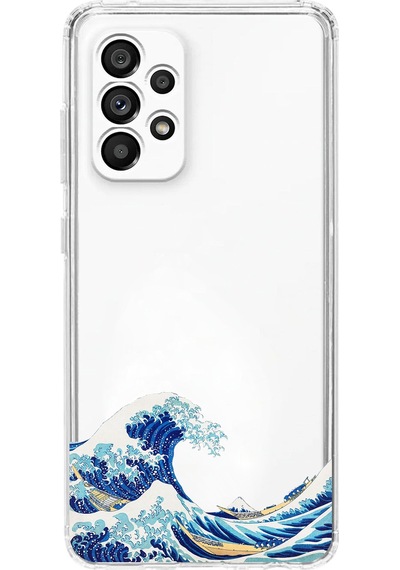 Samsung Galaxy A23 Uyumlu Kanagawa Oki Nami Ura Dalgası Tasarımlı Baskılı Silikon Kılıf Renkli