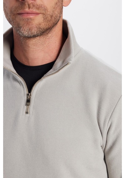 Tudors Unisex Relax Fit Rahat Kesim Pamuklu Yarım Fermuarlı Gri Dik Yaka Sweatshirt-31974 Gri Tudors Unisex Relax Fit Rahat Kesim Pamuklu Yarım Fermuarlı Gri Dik Yaka Sweatshirt-31974 Gri