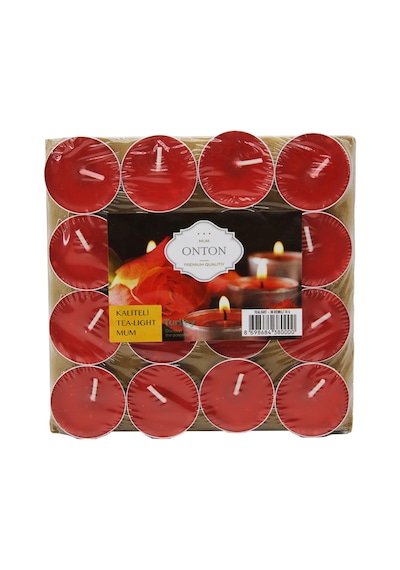 Lunaev 16 Parça Kırmızı Tea Light Yuvarlak Mum 1 Kg
