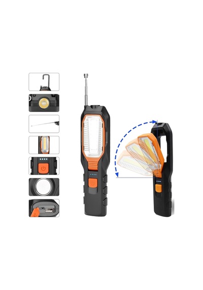 El Feneri 4 Modlu 90 Akrobat Led Çalışma Işığı İş Lambası Darbeye Dayanıklı Mıknatıslı Fener 8w