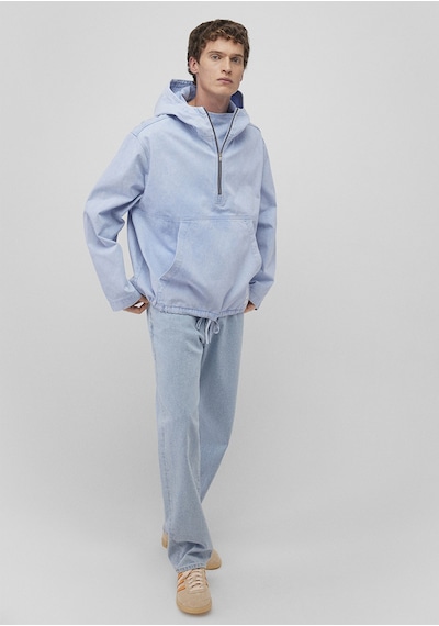 Mavi - Yarı Fermuarlı Mavi Denim Gömlek 0211256-88654 Mavi