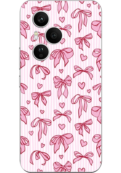 Honor 400 Pro Uyumlu Pembe Fiyonk Ve Kalp Desenli Baskılı Silikon Kılıf Renkli