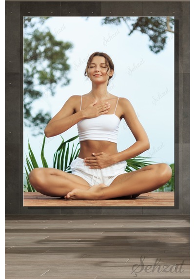 Dikey Kanvas Duvar Tablosu Tekli Ofis Meditasyon Nefes Çalışması Egzersizi Yoga Çok Renkli