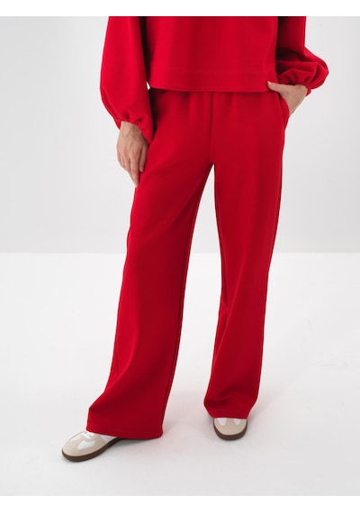 Xint Kırmızı Pamuk Dokulu Oversize Sweat Pantolon 470452