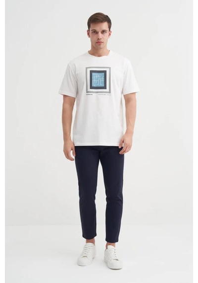 Cazador 44170 Erkek Bisiklet Yaka Iklet Yaka T-shirt Ekru
