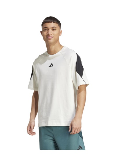 Owhıte/black Adidas Erkek Günlük T-shirt M Stadium Tee Jx5640 Beyaz