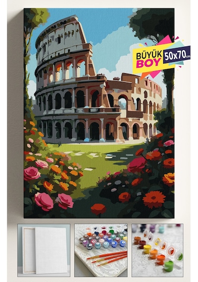 Sayılarla Boyama Seti Numaralı Tuval Fırça Boya Dahil Kasnaklı Set 50x70 Cm - Colezyum