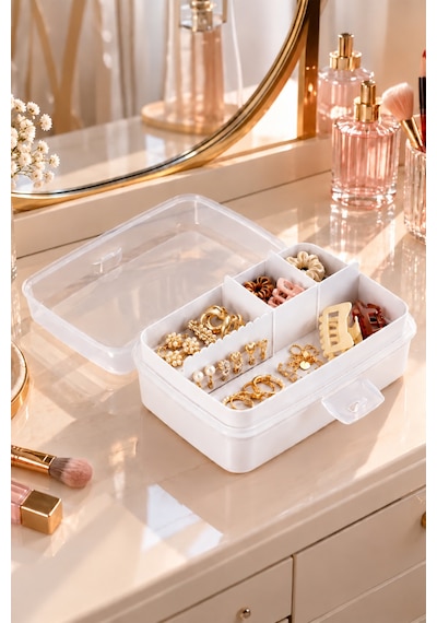 Porsima 1192 Premium 12 Bölmeli Çok Amaçlı Organizer Saklama Kabı Beyaz
