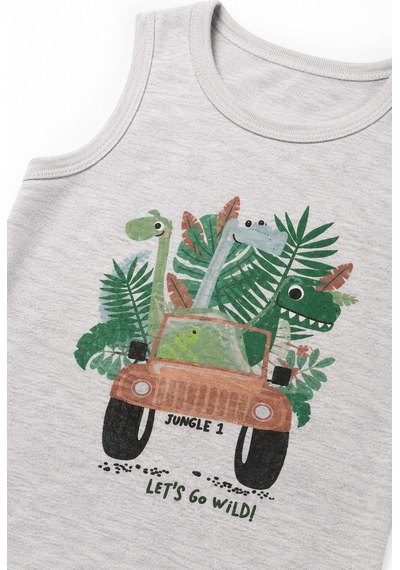 Babyhola Erkek Bebek Pamuk Atlet Şort Takım Yazlık Dinozor Desenli 2 Li Takım 3562 İndigo