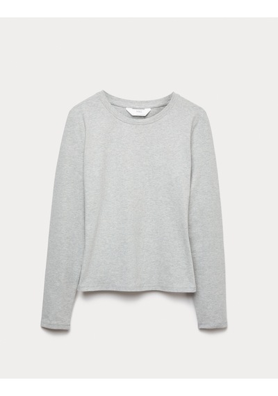 Marks & Spencer Pamuklu Uzun Kollu Pijama Üstü T37003690T Gri