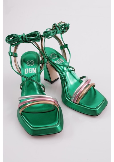 Dgn 7835 Kadin Düz Burun Kalin Topuklu Sandalet 7835-424-R7033 Yeşil