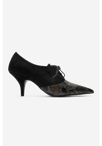 Luvi Shoes Medley Siyah Süet Siyah Desenli Bağcıklı Kadın Topuklu Ayakkabı Luvi Shoes Medley Siyah Süet Siyah Desenli Bağcıklı Kadın Topuklu Ayakkabı