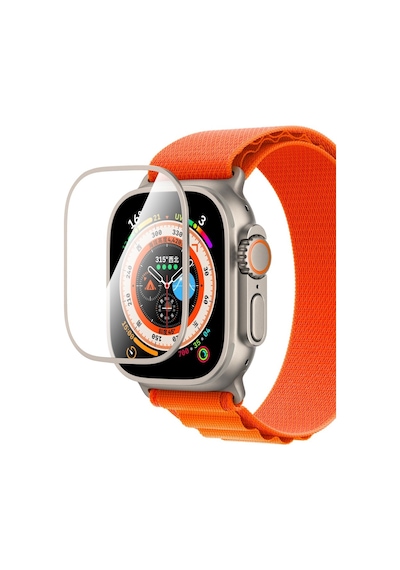 Watch Ultra 49mm Uyumlu Temperli Cam Ekran Koruyucu Caseworld Alloy Serisi Safir Titanyum