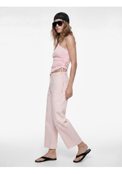 Koton Normal Bel Rahat Kalıp Kesik Paça Jean Pantolon - Culoette Jean Pembe 6sal40004mw Gül