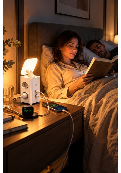 Akım Korumalı Masaüstü Priz 4 Priz, 2 Usb-c + Usb-a, Pd 20w & Qc 18w Hızlı Şarj, 3680w, Led Aydınlatmalı 1.9 M