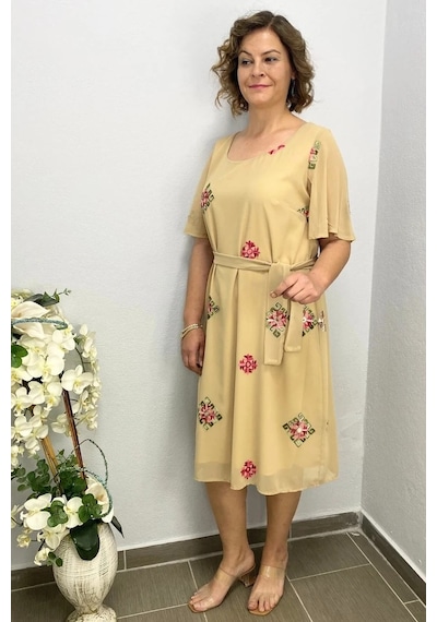 Mia Butik Kadın Sarı Şifon Elbise Sarı