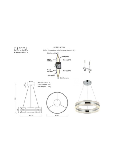Lucea Mantela B.boy Krom Ledli Avize 3000-6000k 124w Çok Renkli