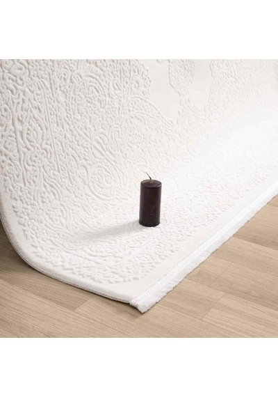 Krem Klasik Madalyon Desenli Halı - Mk0561krl