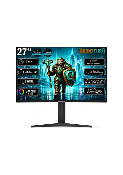 Bronzturq 27" 200hz 1 Ms Dp + Hdmı Qhd 2560x1440 Kavisli Monitör Btq270qhd165-aa