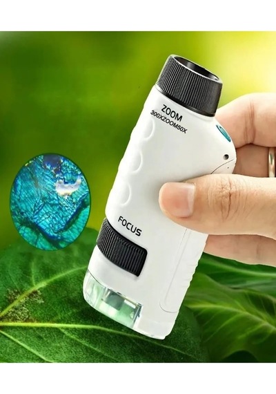 Micro1 Küçük Boy Mini Mikroskop Eğitici Mikroskop Zoom Led Işıklı 300x Zoom