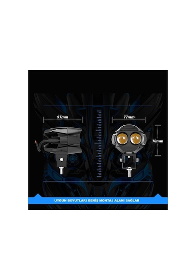 2 Adet Motosiklet Atv Utv Led Lazer Sis Farı Delici Beyaz Sarı Çift Renk 12 -24 Volt