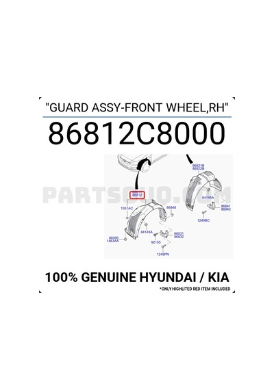 Hyundai İ20 2015-2018 Ön Çamurluk Davlumbazı Sağ Oem No: 86812-c8000